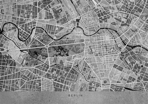 Map of Gray vintage map of Berlin ǀ Maps of all cities and countries for your wall