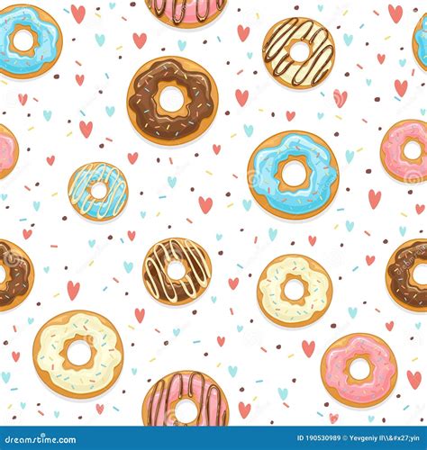 Seamless Background with Glazed Donuts and Colorful Sprinkles Stock ...