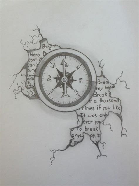 black-pencil-sketch-on-white-background-beginner-drawing-ideas-compass-with-words-written… | Art ...