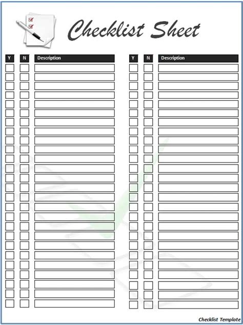 5 Free Checklist Templates - Excel PDF Formats