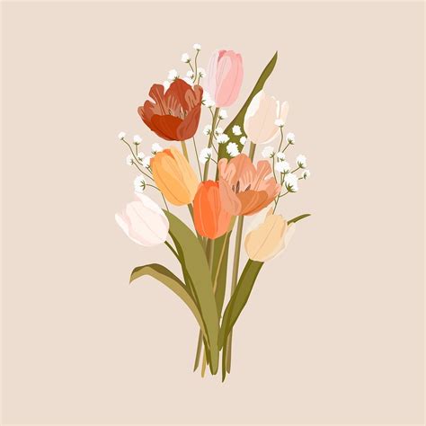 Tulip bouquet clipart, aesthetic flower | Premium PSD - rawpixel