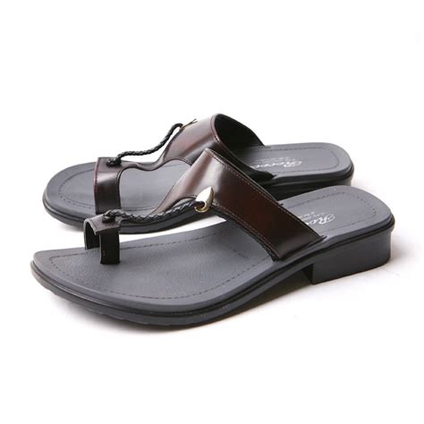 Mens real leather twist strap flip-flop fashion comfortable sandals made in korea