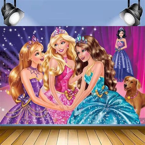 Barbie Princess Backdrop Girls Birthday Party Decorations Banner Pink Barbie Doll Photo ...