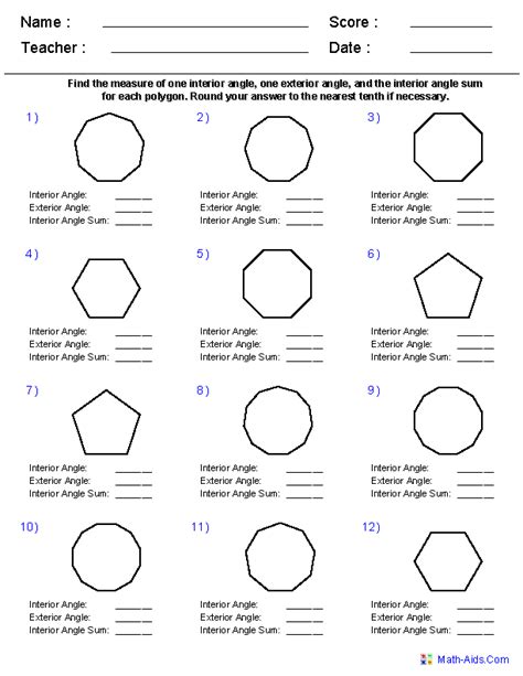 Geometry Worksheets | Quadrilaterals and Polygons Worksheets