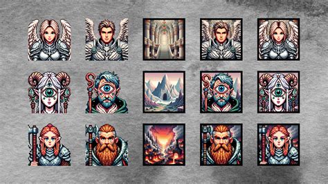 Fantasy Races Portraits - 50 Unique Characters, Pixel Art Style Icons ...