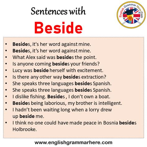 Sentences with Beside, Beside in a Sentence in English, Sentences For ...