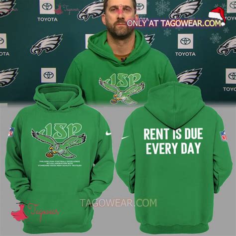 Coach Nicholas John Sirianni Rent Is Due Every Day Eagles Kelly Green Hoodie - Tagowear