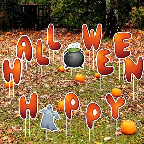 14 Pieces Halloween Yard Sign with Stake, Ghost Yard Stake Signs Trick ...