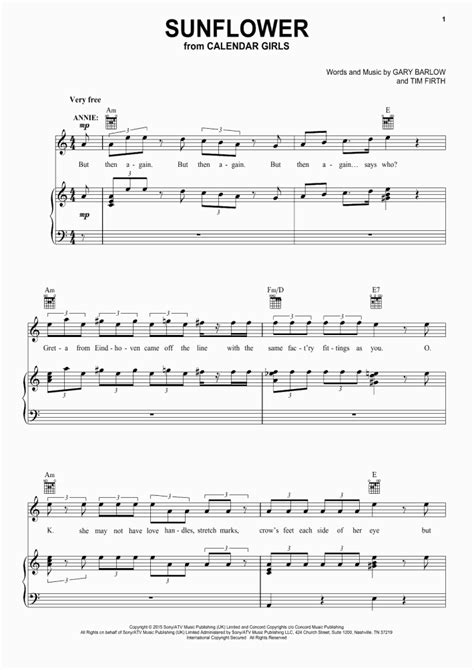 Sunflower Piano Sheet Music | OnlinePianist