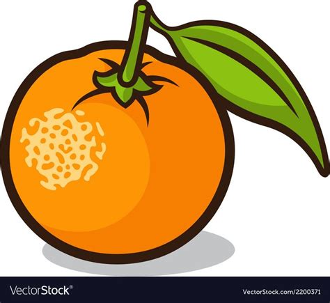 an orange with a green leaf on it