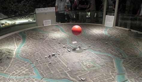 Diorama of the city of Hiroshima, following the atomic bomb blast, in ...