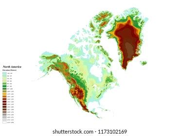 North America Elevation Map 3d Rendering Stock Illustration 1173102172