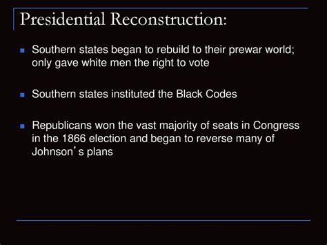 SSUSH10 Identify the identify legal, political, and social dimensions of Reconstruction. - ppt ...