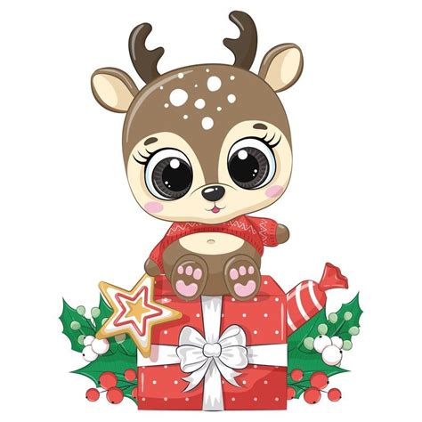 Christmas Deer Clipart, Winter clipart, Cartoon Christmas, Kids Clipart ...