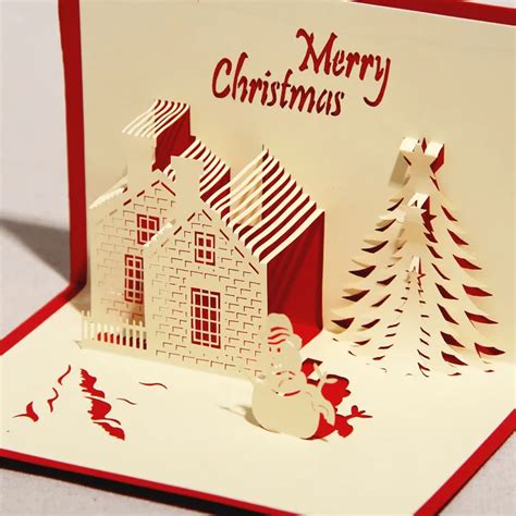 [ 3D Greeting Card ] "Castle in Winter" Handmade Paper Craft 3D Pop Up Christmas Card Greeting ...