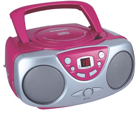 Sylvania SRCD243M Portable CD Boom Box with AM/FM Radio - Pink - Walmart.com - Walmart.com