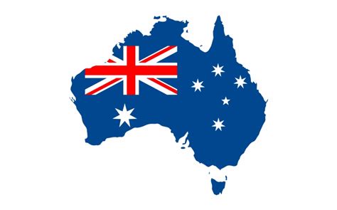 Australian Flag On Map - Clip Art Library