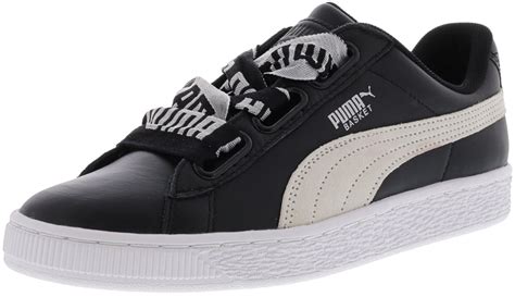 PUMA - Puma Women's Basket Heart De Black / White Leather Fashion ...