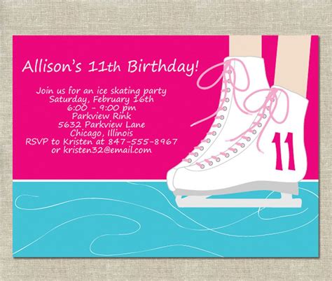 Ice Skating Birthday Invitation PRINTABLE Pink and Blue | Etsy | Skate party, Printable birthday ...