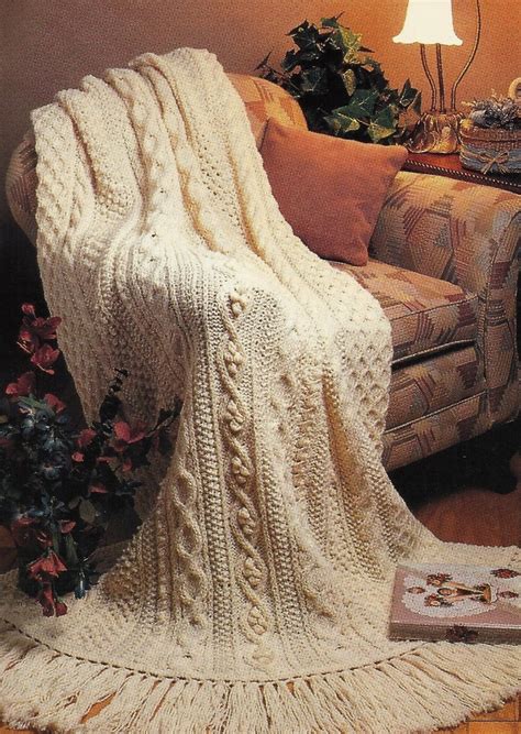 Aran Fisherman Afghan Pattern Knit Vintage Pattern by MsBobbies