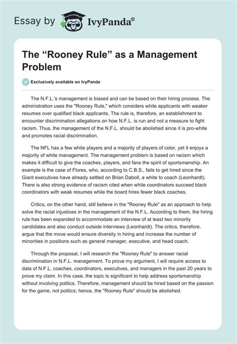 The "Rooney Rule" as a Management Problem - 323 Words | Research Paper ...