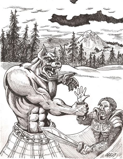 Dogman Drawing by Jeffrey Oleniacz