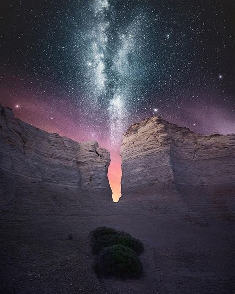 Starry Night at Monument Rocks Chalk Pyramids Kansas - Photorator