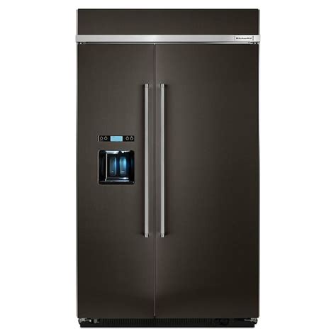 KitchenAid 29.5-cu ft Built-In Side-by-Side Refrigerator with Ice Maker (Black Stainless with ...