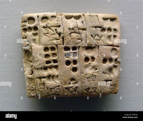 Mesopotamia. Early writing. Pictographs drawn. Clay tablet ...