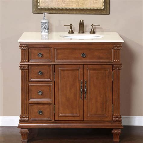 Silkroad Exclusive 36-in Vermont Maple Single Sink Bathroom Vanity with ...