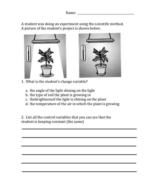 Experiment Variables Worksheet