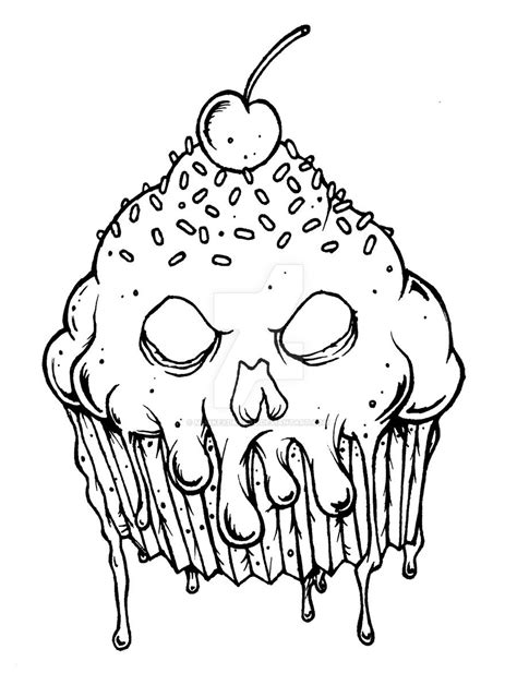 evil cupcake by munkeydmetal watch traditional art drawings macabre ... | Halloween coloring ...