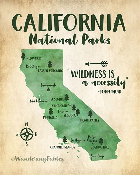 California National Parks Map, Adventure Travel, Mountains, Forest ...