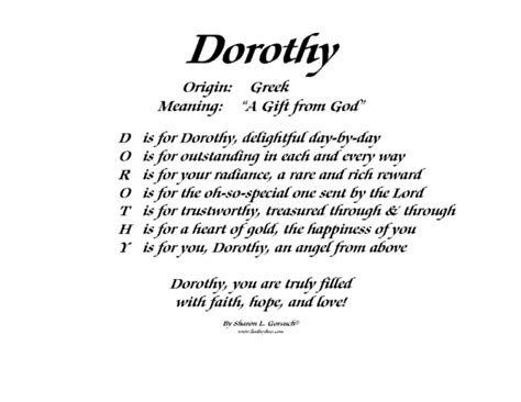 Meaning of Dorothy - LindseyBoo