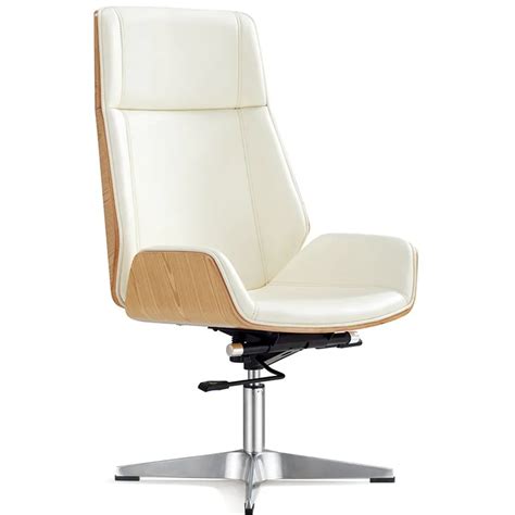 modern fixed big white leather visitor chair swivel office chair no wheels, View swivel office ...