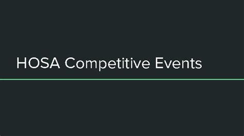 HOSA Competitive Events Basic Information Regionals 10 Online