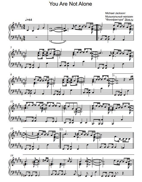 Michael Jackson - You Are Not Alone sheet music for piano download | Piano.Solo SKU PSO0000678 at