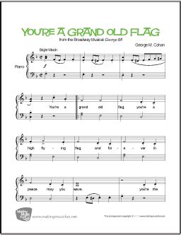 You're a Grand Old Flag (Cohan) | Easy Piano Sheet Music (Digital Print)