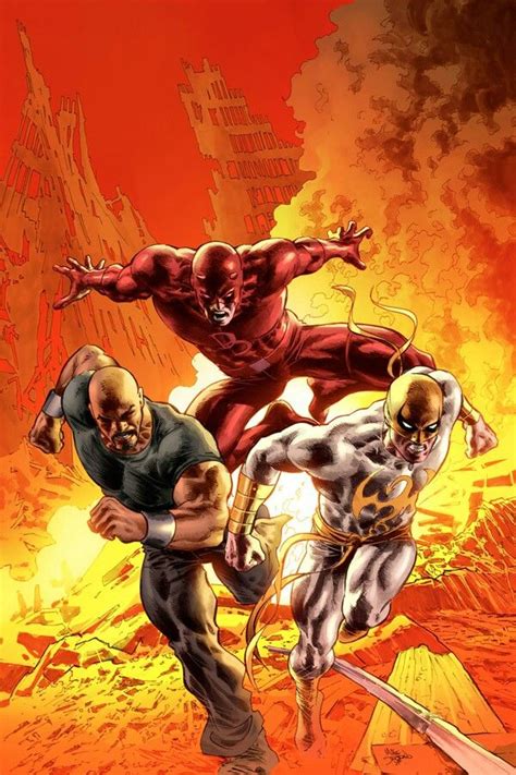 Daredevil, Luke Cage y Puño de hierro | Comics, New avengers, Avengers