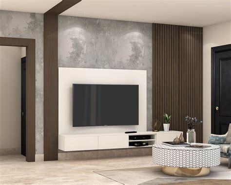 Spacious White TV Unit With A Laminate Finish | Livspace