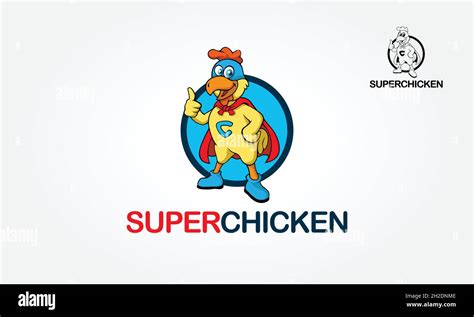 Super Chicken Logo Cartoon Character. Vector illustration with simple ...