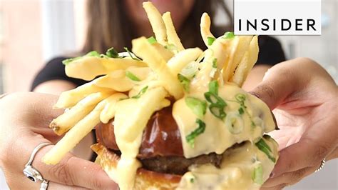 Melted Cheese Fondue Burger in NYC - YouTube