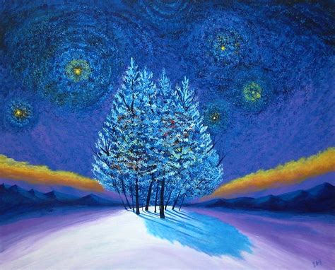 Van Gogh Blue Christmas Painting by Reggie Hart