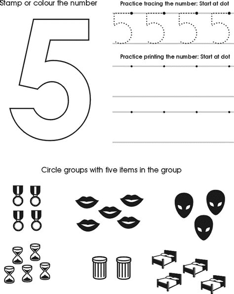 Number 5 Worksheets for Children | Activity Shelter