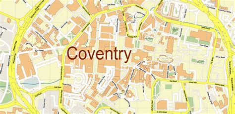 Coventry UK Map Vector City Plan High Detailed Street Map editable ...