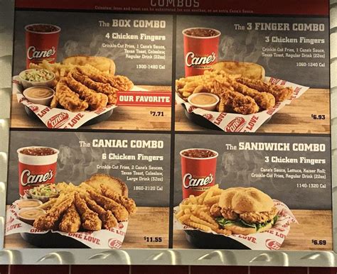 Menu at Raising Cane's Chicken Fingers fast food, Dallas, Greenville Ave