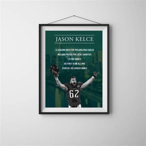 Jason Kelce Career Stats Digital Print Philadelphia Eagles Football Fan ...