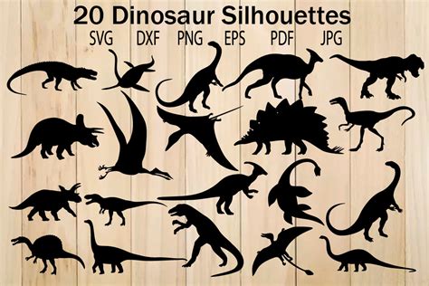 Dinosaur Vector Silhouette SVG Bundle Graphic by yulnniya · Creative ...