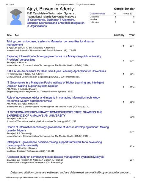 Ajayi, Binyamin Adeniyi - Google Scholar Citations