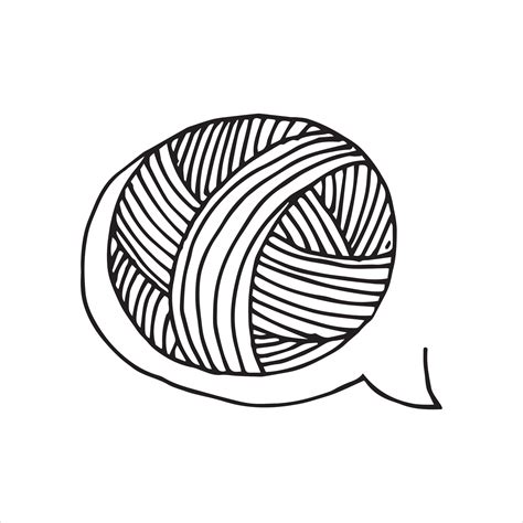 vector illustration in doodle style. a ball of wool on the speaking bubble. simple drawing of a ...